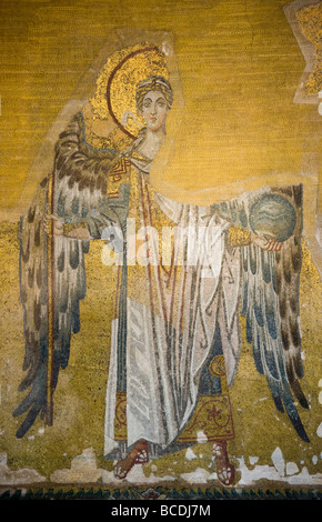 Mosaic of archangel Gabriel on the half dome of the apse in Aya Sofya in Istanbul Turkey Stock Photo
