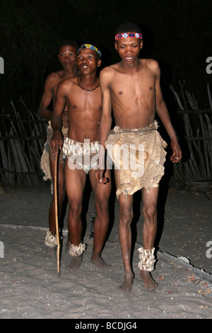 Three Hei / Omn Bushmen Dancing Taken at Treesleeper Camp, Namibia, Africa Stock Photo