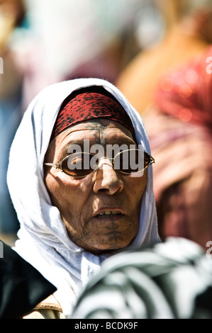 Portrait of a Berber woman from the middle Atlas region in Morocco Stock Photo