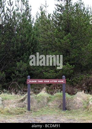 A litter sign in the Slieve Bloom Mountains Portlaoise Ireland Stock Photo