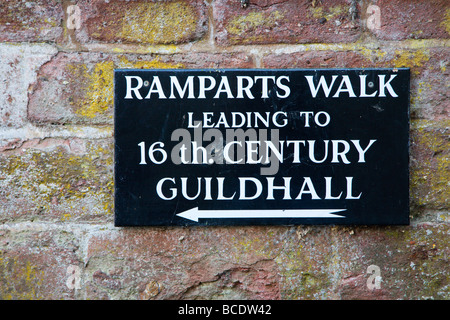 Ramparts Walk Sign Totnes Devon England Stock Photo