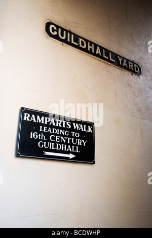 Ramparts Walk Sign Totnes Devon England Stock Photo