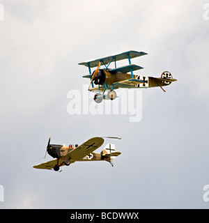 Replica Junkers CL1 and Fokker Triplane of the Great War Display Team at the 2009 Biggin Hill Air Show. Biggin Hill, Kent, UK. Stock Photo