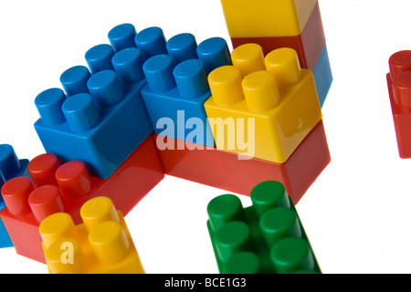 color toy blocks on white background Stock Photo