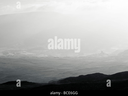 View over Dolwyddelan Castle from Moel Siabod in Snowdonia Wales Stock Photo