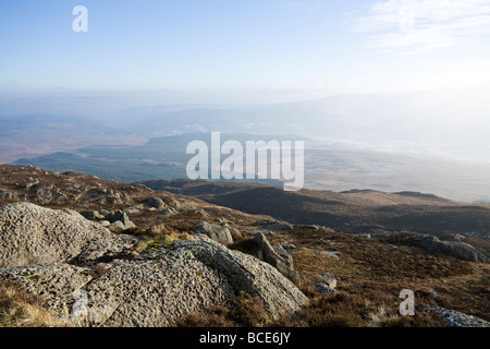 View over Dolwyddelan from Moel Siabod in Snowdonia Wales Stock Photo