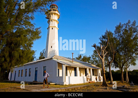 Mozambique, Inhaca Island. The Northern Lighthouse at sunset on Inhaca Island. Stock Photo