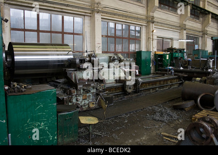 Interior of ironworks hall at Stocznia Remontowa Shipyard in Gdansk. Stock Photo