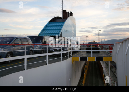 cars on outside deck on a cross channel ferry, calais