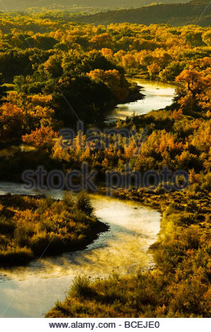 The Chama River winds through Georgia O'Keefe country. Stock Photo