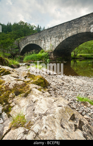 Road bridge over the Afon Llugwn above Swallow Falls near Betws-y-Coed, Snowdonia, North Wales, Uk Stock Photo