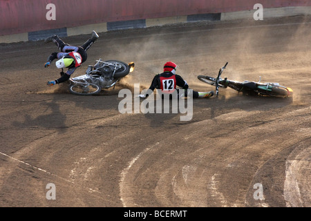 Speedway racing at Svansta race track in Nyköping, Sweden Stock Photo