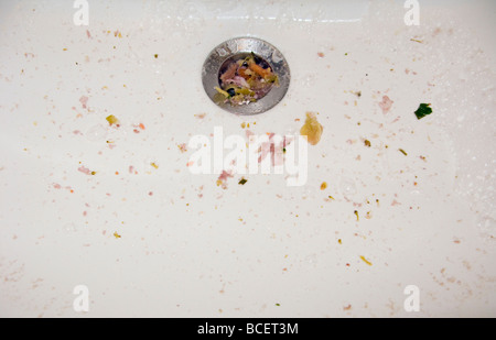 Remains from someone vomiting in the washbasin Stock Photo