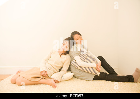 Two young women relaxing Stock Photo