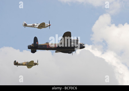 Bomber with escort fighters. Stock Photo
