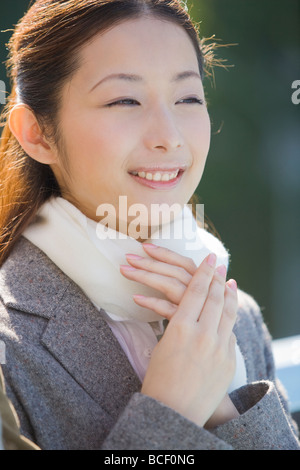 Portrait of businesswoman in winter clothes Stock Photo