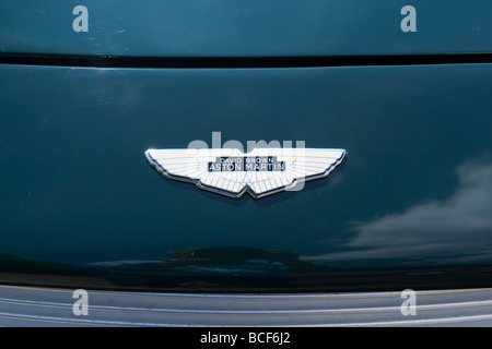 de Havilland Aircraft Heritage Centre Museum Aston Martin Day , DB6 or DB 6 coupe 3995 cc 1966 detail logo or insignia or badge Stock Photo