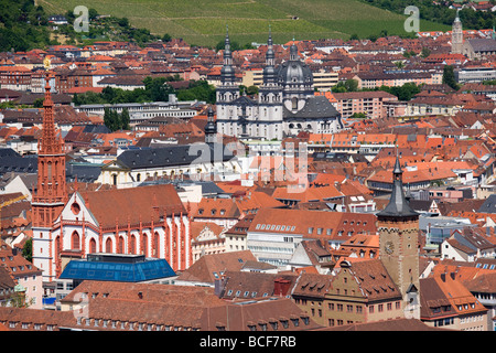 Germany, Bayern/ Bavaria, Wurzburg, view from Festung Marienberg fortress Stock Photo