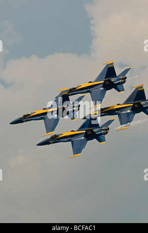 Blue Angels in tight formation at air show at quonsett point rhode island Stock Photo