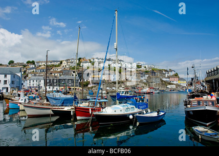 Boats in the harbour at Mevaggisey Cornwall Stock Photo