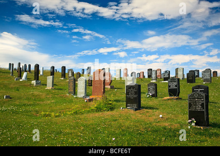 Cemetary graveyard on a hillside near Luskentyre Isle of Harris, Outer Hebrides, western isles, Scotland, UK 2009 Stock Photo