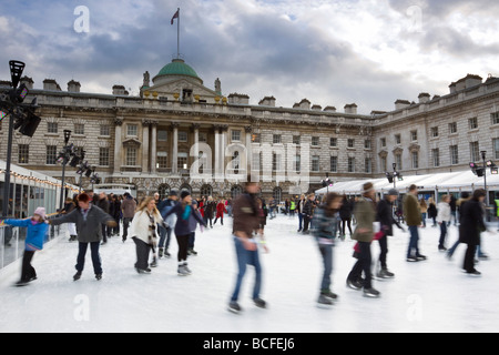 Ice Skating, Somerset House, Strand, London, England Stock Photo