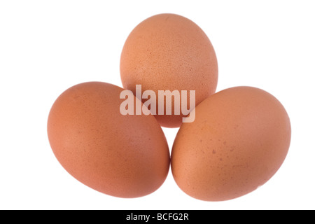 three eggs on white background Stock Photo
