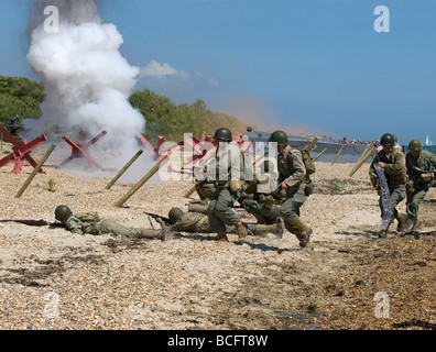 D-Day landing re-enactment at Lepe Country Park Hampshire UK during the D-Day remembrance weekend Stock Photo