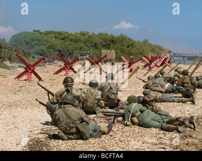 D-Day landing re-enactment at Lepe Country Park Hampshire UK during the 65th D-Day remembrance weekend Stock Photo