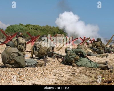 D-Day landing re-enactment at Lepe Country Park Hampshire UK during the D-Day remembrance weekend Stock Photo