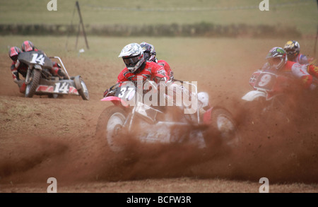 Grass Track Race 1000ccm right hand sidecars St Erme Cornwall Stock Photo