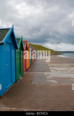 Beach huts at whitby Stock Photo