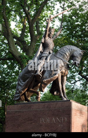 Equestrian monument of king of Poland and Grand Duke of Lithuania Władysław II Jagiełło, located in Central Park, New York City. Stock Photo