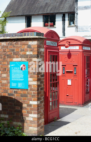 Avoncroft buildings museum bromsgrove worcestershire collection of vinatge telephone boxes Stock Photo