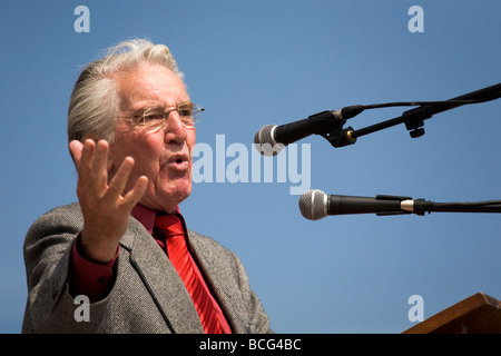 The Member of Parliament for Bolsover, Dennis Skinner (b 1932) speaks at the 2009 Durham Miners Gala. He is a gifted orator. Stock Photo