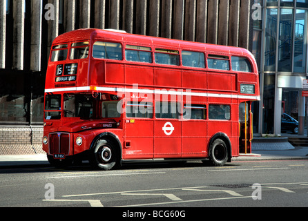 No 15 London bus with no advertising front 3/4 view Stock Photo