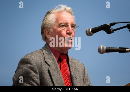 The Member of Parliament for Bolsover, Dennis Skinner (b 1932) speaks at the 2009 Durham Miners Gala. He is a gifted orator. Stock Photo