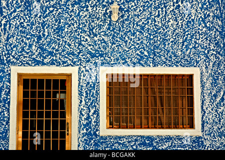 The front door of a house in Río Caribe town, Sucre, Venezuela. Stock Photo