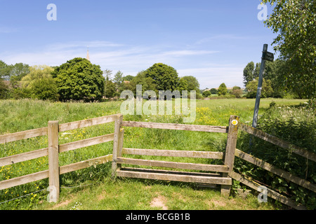 A stile on a public footpath beside the River Severn at Ashleworth, Gloucestershire Stock Photo