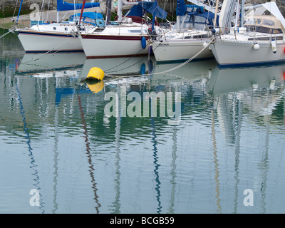 Yachts moored in Padstow Harbour Stock Photo