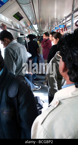 Crowded carriage Delhi Metro Stock Photo