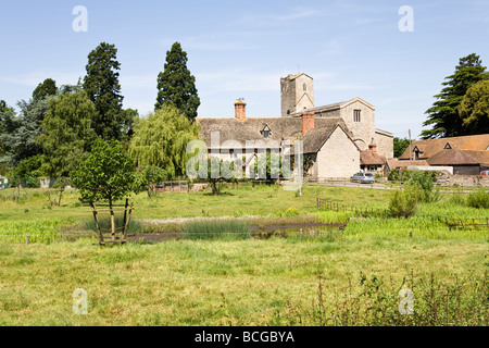 Priory Farm and the Priory Church of St Mary at Deerhurst, Gloucestershire Stock Photo