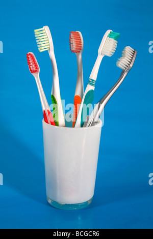 Toothbrushes in a cup. Stock Photo