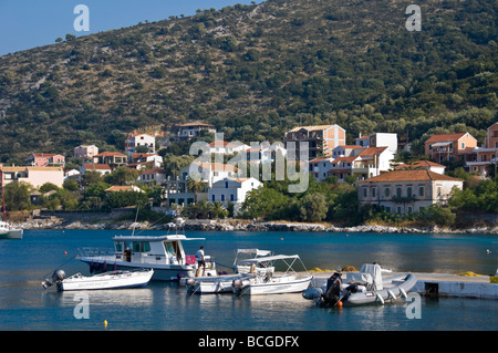 Agia Efimia small harbour for leisure, pleasure, local fishing boats and cargo ships on the Greek island of Kefalonia Greece GR Stock Photo