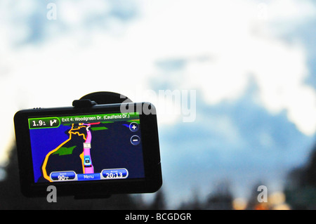 GPS navigation device in a car Stock Photo