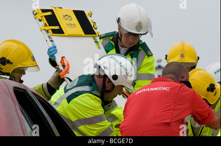 UNITED KINGDOM, ENGLAND. 11th July 2009. Emergency workers take part in a demonstration for the public. Stock Photo