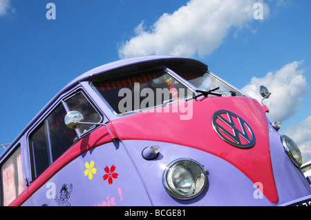 Classic VW bus against blue skies Stock Photo