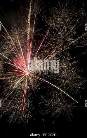 Full burst of fireworks - 'Red Star' Stock Photo
