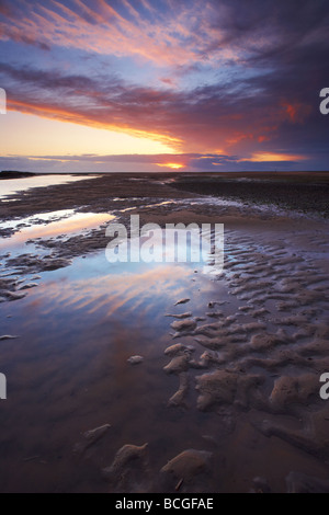 Sunset at Titchwell on the North Norfolk Coast Stock Photo