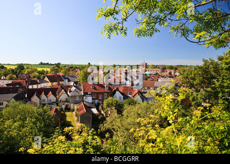 View of Clare village taken from Clare Castle, Suffolk on 24 May 2009 Stock Photo